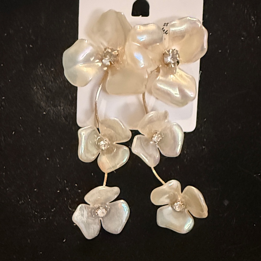Elegant Cream Floral Earrings